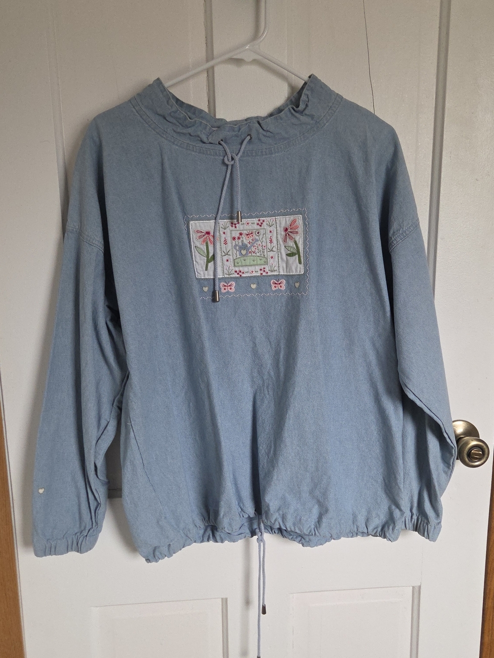 Christopher & Banks Light Blue Pullover with Floral Embroidery